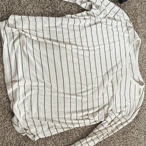Ava & Viv Cream Long-Sleeve Tee with Brown Stripes
